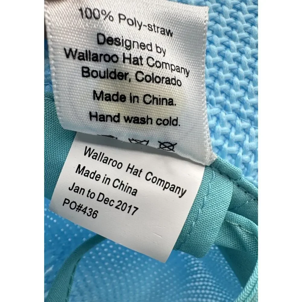 Wallaroo Womens Victoria Sun Hat Turquoise Blue Packable Adjustable Wide Brim